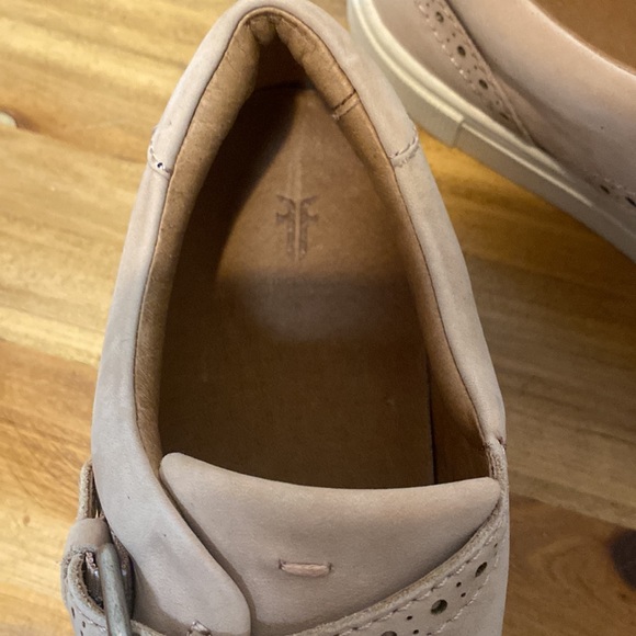 NWOT Frye Gemma Kiltie Nubuck Suede Monk Strap Sneakers in Baby Pink - Picture 10 of 11